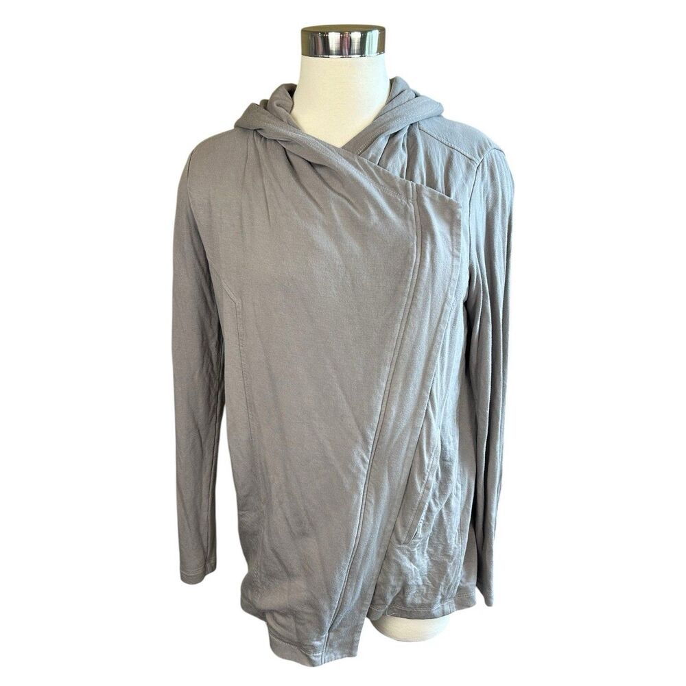 Helmet Lang Women’s Assymetrical Moto Knit Jacket Wrap Sz M Silver Gray